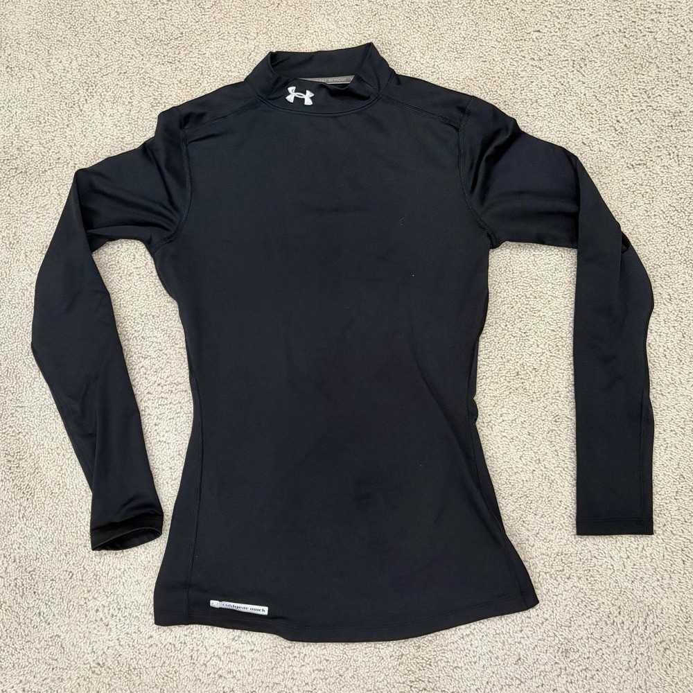 Under Armour Cold Gear Mock Neck Fitted Long Sleeve Shirt Women's Small Black